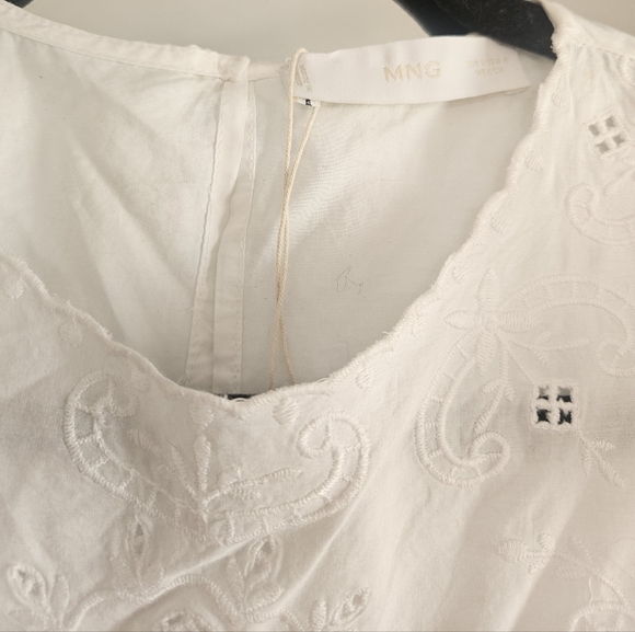 Mango Cotton White Embroidered Dress - Picture 4 of 7